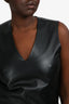 Vince Black Leather V-Neck Shift Dress Size 8