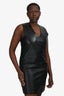 Vince Black Leather V-Neck Shift Dress Size 8