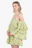 Caroline Constas Yellow/Blue Floral Print Long Sleeve Mini Dress Size S