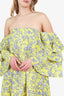 Caroline Constas Yellow/Blue Floral Print Long Sleeve Mini Dress Size S
