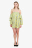 Caroline Constas Yellow/Blue Floral Print Long Sleeve Mini Dress Size S