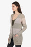 Brunello Cucinelli Taupe/Khaki Striped Cardigan Size L