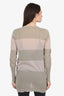 Brunello Cucinelli Taupe/Khaki Striped Cardigan Size L