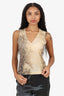 Roberto Cavalli Brown Cashmere V-Neck Knit Sleeveless Top Size S