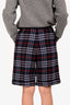 Burberry's Navy Nova Check Wool Shorts Size 12