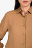 Gucci Brown Silk Monogram Button Down Shirt Size 38