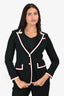 Gucci Black Wool Contrast Piped Single Breasted Blazer Size 36