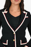 Gucci Black Wool Contrast Piped Single Breasted Blazer Size 36