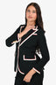 Gucci Black Wool Contrast Piped Single Breasted Blazer Size 36