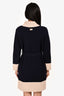 Gucci Navy/Cream Wool Turtleneck Dress with Flower Brooch Size L
