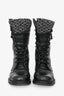 Pre-Loved Chanel™ 2011 Black Leather CC Knit Cuff Combat Boots Size 37