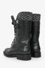 Pre-Loved Chanel™ 2011 Black Leather CC Knit Cuff Combat Boots Size 37