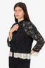 Dries Van Noten Black/Cream Silk/Lace Detail Jacket Size 42