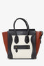 Celine Brown/White/Black Leather Mini Luggage Tote Bag
