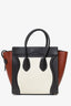 Celine Brown/White/Black Leather Mini Luggage Tote Bag