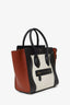 Celine Brown/White/Black Leather Mini Luggage Tote Bag