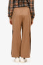 Gucci Khaki Wool GG Button Detail Wide Leg Pants Size 40