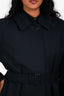 Burberry London Navy Wool Lined Single Breasted Belted Trench Coat Size S