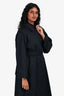 Burberry London Navy Wool Lined Single Breasted Belted Trench Coat Size S
