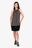 Celine Grey/Black Silk Colour Block Sleeveless Pocket Dress Size 38