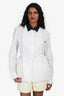 Marni White/Black Cotton Button Down Collared Rouched Top Size 40