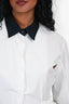 Marni White/Black Cotton Button Down Collared Rouched Top Size 40