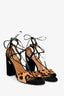 Aquazzura Austin Black/Leopard Pony Hair/Suede Lace-Up Heels Size 38.5