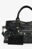 Balenciaga Black Leather Giant Grommet Motocross City Bag with Strap