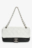 Pre-Loved Chanel™ 2008-09 White/Black Quilted Single Flap Shoulder Bag