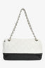 Pre-Loved Chanel™ 2008-09 White/Black Quilted Single Flap Shoulder Bag