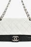 Pre-Loved Chanel™ 2008-09 White/Black Quilted Single Flap Shoulder Bag
