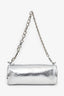Vivienne Westwood Silver Metallic Leather Cylinder Chain Bag