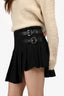 D&G Dolce & Gabbana Grey Wool Pleated Buckled Mini Skirt Size 40