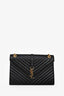 Saint Laurent Black Quilted Grain De Poudre Leather Large Envelope Chain Bag