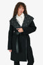 Louis Vuitton Black Wool Mongram Belted Long Coat Size 32