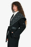 Louis Vuitton Black Wool Mongram Belted Long Coat Size 32