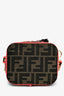 Fendi Brown Zucca/Neon Pink Canvas Mon Tresor Bucket Bag