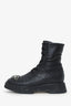 Jimmy Choo Black Leather Crystal Embellishments Combat Boots Size 38.5