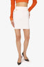 Balmain White Gold Button Ribbed Knit Mini Skirt Size 36