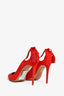 Aquazzura Red Suede Pointed Tassel Pumps Size 37.5