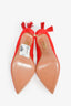 Aquazzura Red Suede Pointed Tassel Pumps Size 37.5