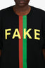 Gucci Black Cotton 'Fake/Not' T-Shirt Size S Mens