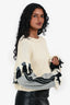 3.1 Philip Lim White/Black Fringe Knit Cropped Sweater Size L