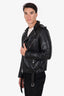 Acne Studios Black Cow Leather Biker Jacket Size 50 Mens