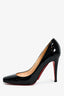 Christian Louboutin Black Patent Leather Square Toe Heels Size 39