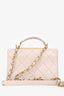 Pre-Loved Chanel™ 2020 Beige Lambskin Mini Top Handle Bag with Quilted Gold Hardware