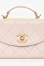 Pre-Loved Chanel™ 2020 Beige Lambskin Mini Top Handle Bag with Quilted Gold Hardware