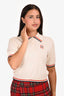 Miu Miu Cream/Red/Navy Knitted Short Sleeves Cropped Polo Top Est. Size S