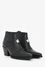 Christian Dior Black Leather Western Heeled Boots with Star Detail Size 38.5