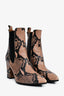 Paris Texas Blush/Black Snake Embossed Pointed Toe Ankle Boots Size 38